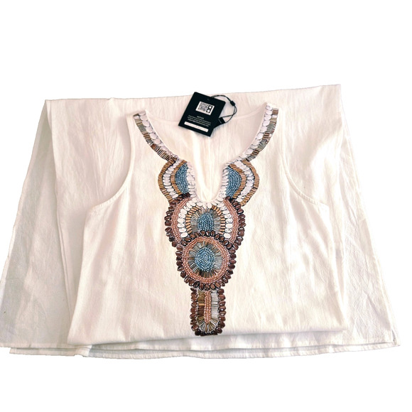 Just Fashion Now NWT white maxi cotton dress S with Side Slit - Picture 3 of 16